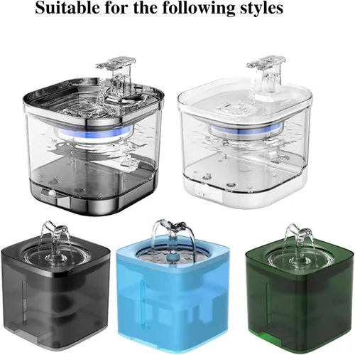 Vista 2 de Filtro de fuente de agua para gatos, paquete de 4 filtros de repuesto y 4 esponjas de prefiltro de repuesto para dispensador automático de agua