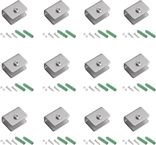 Vista 10 de 4 piezas de acero inoxidable ajustable soporte de estante de vidrio rectangular pequeña puerta gabinete abrazadera clip soporte para 0.236-0.315 in