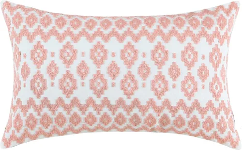 Vista 11 de Funda de almohada de algodón, diseño de bolero. Funda decorativa con diseño geométrico. En lona de algodón. Bordado, con costuras en cadena. 1pc
