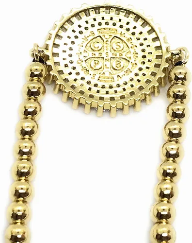 Vista 3 de Pulsera de cadena de oro de San Benito chapado en oro de 18 quilates con cadena ajustable