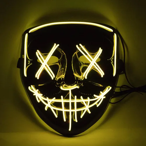 Vista 2 de Máscara de purga de hacker con luz LED para cosplay de Halloween, suministros de fiesta de carnaval, festival de carnaval