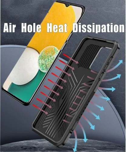 Vista 4 de Funda para Samsung Galaxy A04S, A13 5G, Folmeikat con protector de pantalla HD de grado militar con clip para cinturón y soporte protector para Negro