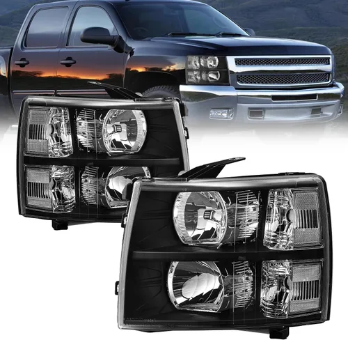 Vista 13 de [Usado] AS Conjunto de faros delanteros de reemplazo para 1994 1995 1996 1997 1998 Chevy Silverado/Tahoe/Suburban/C10 con carcasa negra, reflector