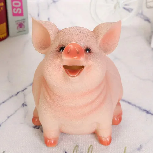 Vista 2 de Norbi - Hucha de resina para niños diseño de cerdito