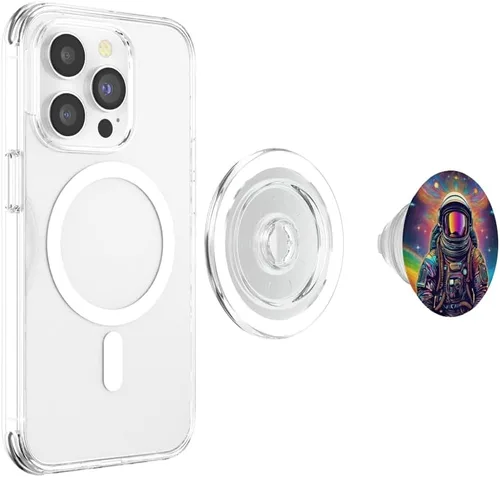 Vista 4 de Cosmic Dreamer Astronauta Space Psychedelic Trippy Print PopSockets MagSafe PopGrip para iPhone
