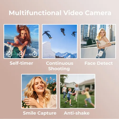 Vista 6 de Cámara de video videocámara 2.7K 48MP, cámara de vlogging para YouTube con luz de relleno, 3 pulgadas, 270° 18X, zoom digital, pantalla abatible