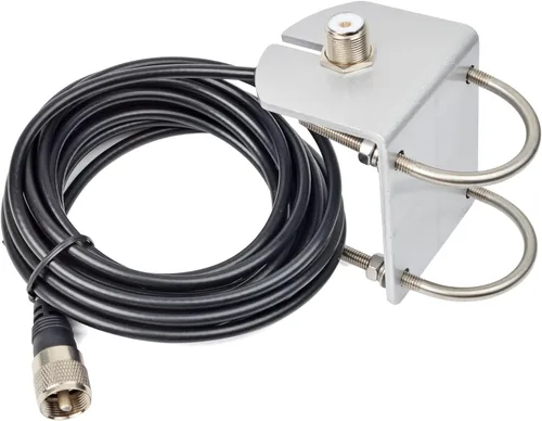 Vista 6 de HYS Soporte de montaje de antena de poste en forma de L SO239-PL259 RG58