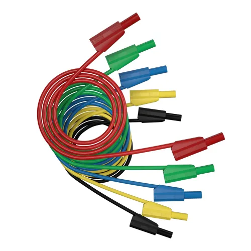 Vista 3 de Cable de prueba de enchufe de plátano de seguridad de 0.157 in, 5 uds., 39.4 in/3.3 pies, línea cubierta de seguridad totalmente aislada para cable