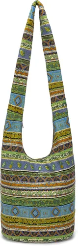 Vista 90 de Bolsa de hombro para mujer, de lona en estilo hippie/bohemio para llevar cruzada al hombro, disponible en diferentes colores y estampados