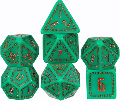 Vista 21 de Juego de dados de resina para DND, juego de 7 dados poliédricos negros D&D rellenos con papel de colores brillantes para juegos de rol