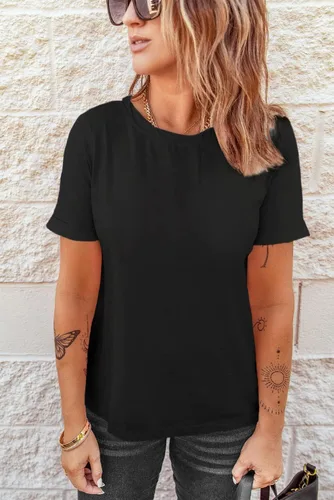 Vista 2 de Camiseta casual de manga corta para mujer, cuello redondo, camiseta para mujer