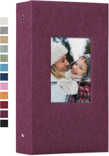 Vista 12 de Vienrose - Álbum de fotos de 4 x 6 pulgadas, 100 páginas, cubierta de lino con ventana frontal, para bebés, bodas, familias, niños y aniversarios