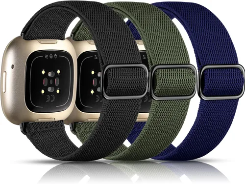 Vista 16 de Maledan Bandas Compatibles con Correas de Reloj Fitbit Versa 3/4 y Sense/Sense 2, Pulseras Deportivas de Tela Elástica Ajustable para Hombres