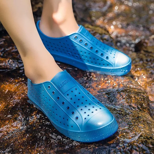 Vista 4 de FLIOZY Zuecos de jardín impermeables para hombres y mujeres, zapatos ligeros y transpirables de EVA sin cordones, cómodos y antideslizantes, calzado