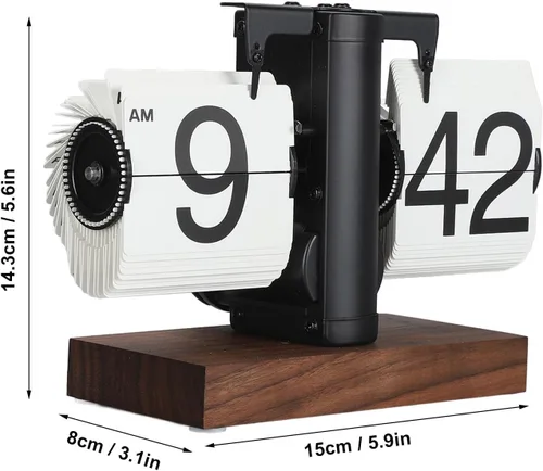Vista 3 de Reloj retro con tapa, reloj de escritorio con pilas, reloj de mesa abatible de 12 horas, reloj mecánico retro abatible de gran número con base