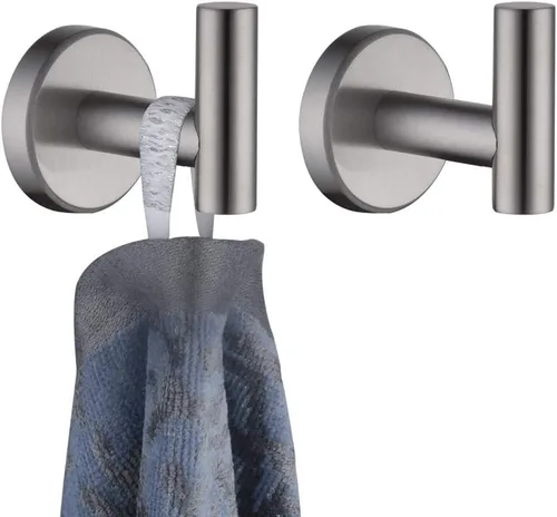 Vista 20 de JQK TH100-PB-P2 - Gancho negro para toallas de baño, cocina, garaje, montaje en la pared (paquete de 2), acero inoxidable 304 negro mate, TH100-PB-P2