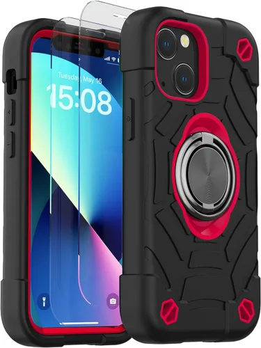 Vista 56 de KCJ Funda para iPhone SE 2022/2020, iPhone 8/7/6/6S, con [2×Protectores de Pantalla][Soporte de Anillo] Silicona Suave+PC Duro Protección Completa