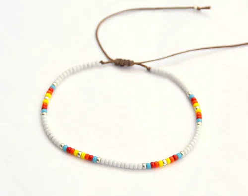 Vista 8 de Boho Anklet, Native American Jewelry, Unique Thin Beaded Ankle Bracelet for Women or Girls, Colorful Bohemian Hippie Beach Waterproof Foot Jewelry