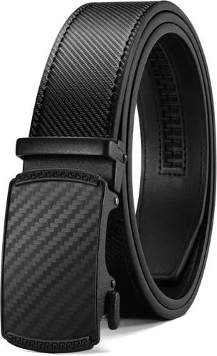 Vista 23 de CHAOREN Cinturón para hombre de cuero con trinquete - Ajuste personalizable, estilo sin esfuerzo (35 mm)