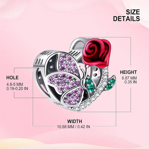 Vista 7 de NINGAN Juego de ofertas dijes de piedra natal y dije de mariposa de flor de rosa, Plata