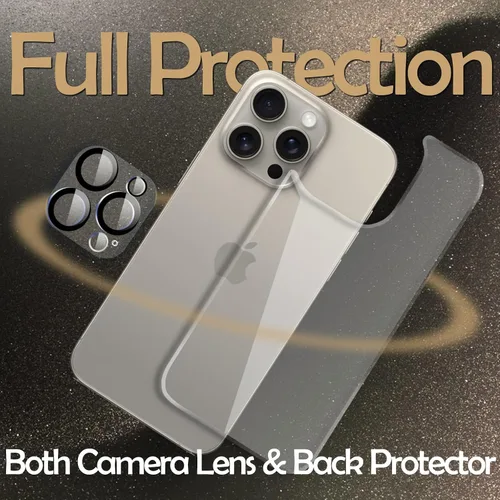 Vista 3 de Protector de cristal trasero para iPhone 15 Pro Max y protector de lente de cámara [2 + 2 paquetes], iPhone 15 Pro Max, protector de pantalla Cámara