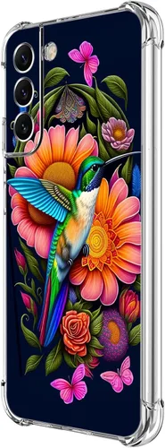 Vista 27 de Funda para Galaxy S22 Plus, protección contra caídas de rosas y mariposas azules, a prueba de golpes, de cuerpo completo, resistente a los arañazos