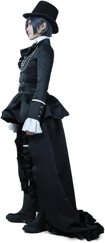 Vista 2 de Cosplay.fm Disfraz de anime para mujer, traje clásico negro con accesorios