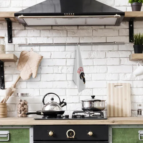 Vista 2 de kunlisa Toallas de cocina de salchicha, toallas y paños de cocina de salchicha negro y canela de 16×24 pulgadas, toalla de mano y té divertida