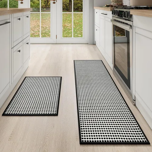 Vista 20 de YDKGL Alfombras de cocina antideslizantes y lavables, color negro, 17 x 30