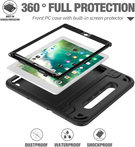 Vista 5 de AVAWO funda para iPad 9.7" 2017, para niños., Negro