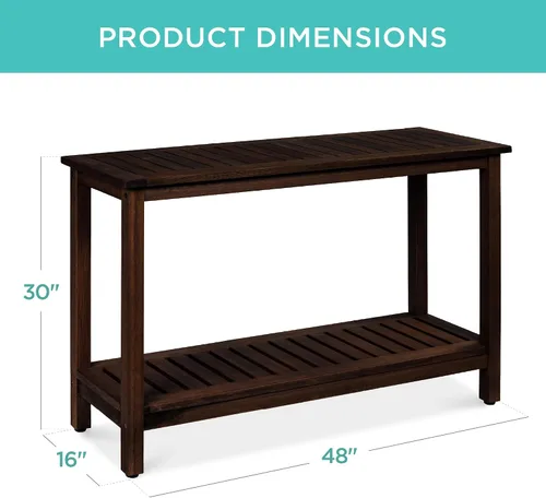 Vista 2 de Best Choice Products - Mesa consola de madera de eucalipto de 48 pulgadas con 2 estantes, organizador de almacenamiento multifuncional