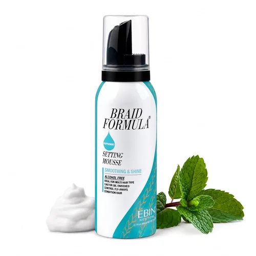 Vista 10 de EBIN NEW YORK Braid Formula Setting Mousse Aceite de oliva – Espuma de trenza ligera para trenzas, giros y mechones, para hombres y mujeres