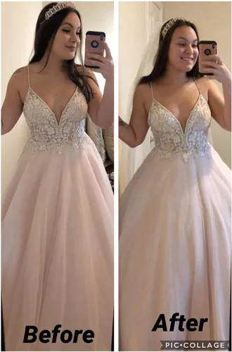 Vista 3 de Dearta Vestidos de baile de tul de 8 capas para mujer, enaguas sin anillos, Blanco