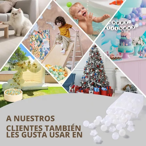 Vista 3 de Pelotas de Corral de Bolas Realhaha 50 100 200 500, Formas de Estrella para Bebés Niños Parque Infantil Bolas de Plástico para Bebés Piscina