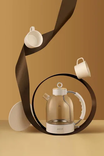 Vista 4 de ASCOT Hervidor eléctrico, caldera de té eléctrica de vidrio, regalos para hombres/mujeres/familia, calentador de té de vidrio de borosilicato de 1.5