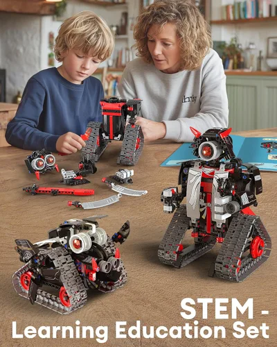 Vista 3 de Opmind Kit de Construcción de Robot RC STEM 5 en 1, Control por APP y Control Remoto, Bloques Samurái/Ninja 419 Piezas, Set de Constructor Juguete