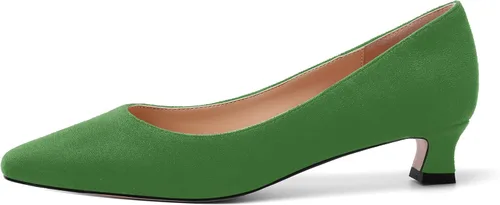 Vista 2 de AMBELIGHT Zapatos de vestir de oficina con punta cuadrada para mujer, zapatos de vestir casuales de gamuza con tacón bajo, zapatos de tacón bajo