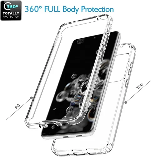 Vista 3 de Funda para Galaxy S20 Ultra 5G, transparente de cuerpo completo, a prueba de golpes, carcasa de policarbonato duro, cubierta de parachoques de TPU