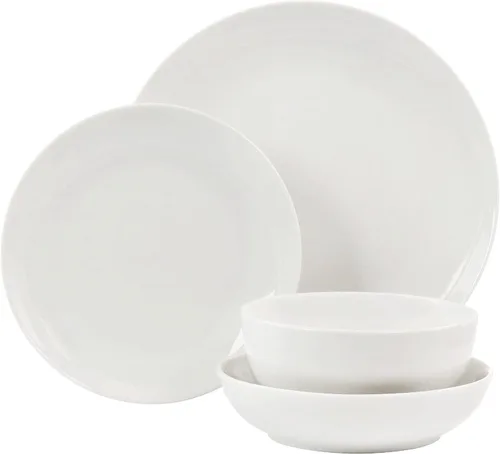 Vista 3 de Elama Camellia - Juego de vajilla de 16 piezas con tazones dobles de porcelana