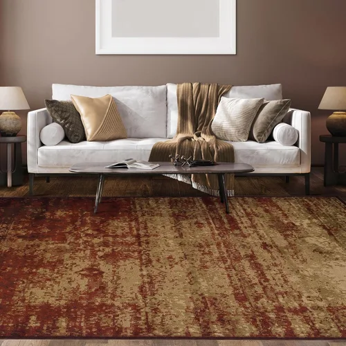 Vista 7 de Alfombra moderna de la colección Superior Afton Acid Wash, Polipropileno, Caoba Modern Abstract Rugs for High Traffic Living Room, Dining