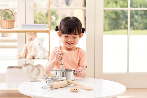 Vista 2 de Hape Chef's Choice - Kit de cocina de madera para niños, juego de accesorios de cocina y alimentos Multicolor