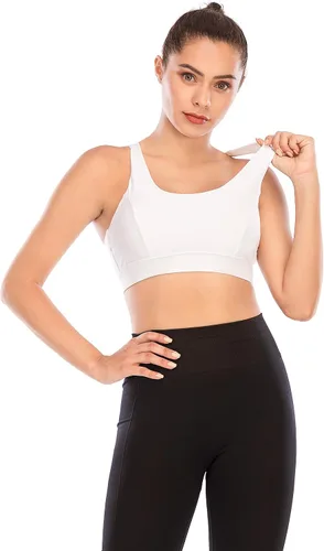 Vista 50 de Brasieres deportivos para mujer, con relleno, tipo camiseta sin mangas, sexis, con espalda cruzada, de alto impacto, largos, ideales para practicar