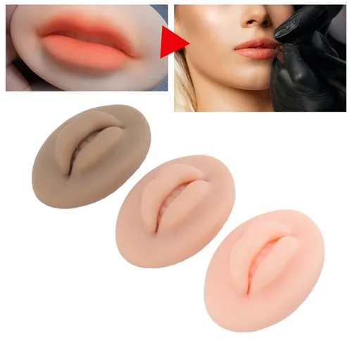 Vista 3 de 3pcs Práctica Labios, Silicona Microblading Práctica Piel 3D Piel Falso Piel Cosmética Maquillaje Labios Entrenamiento