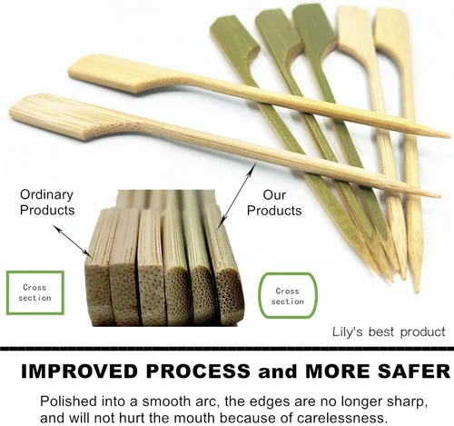 Vista 2 de HOPELF Palillos de bambú de 3.5 pulgadas para cócteles, aperitivos, frutas, sándwiches, barbacoas. Púas de madera, más opciones de tamaño de 3.5
