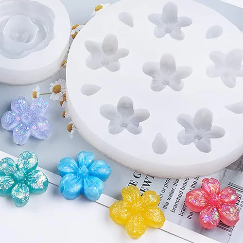 Vista 4 de 3 moldes de resina de flores, moldes de silicona rosa 3D, molde de fundición de epoxi, manualidades de cristal de bricolaje, collares, aretes