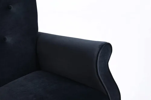 Vista 8 de Silla mecedora con respaldo de ala, cómoda silla mecedora con brazos de cojín, mecedoras tapizadas con botón acolchado para sala de estar