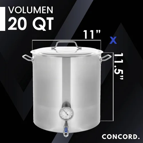 Vista 6 de CONCORD - Olla de acero inoxidable para preparar cerveza casera (accesorios sin agua) (20 cuartos de galón/5 galones)