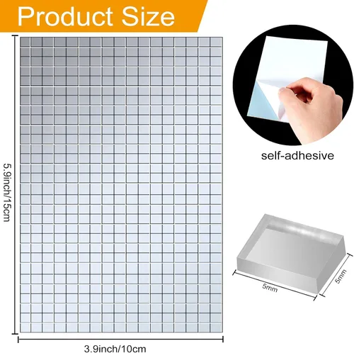 Vista 2 de Azulejos de mosaico autoadhesivos para proyectos de manualidades, 0.197 x 0.197 in (plata, 10800 piezas)