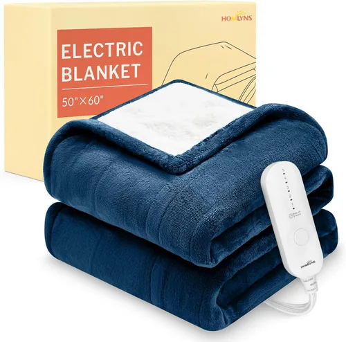 Vista 16 de HOMLYNS LuxeHeat - Manta térmica eléctrica tamaño King, manta térmica de franela suave Sherpa con 10 ajustes de calor, temporizador de 1 a 10 horas
