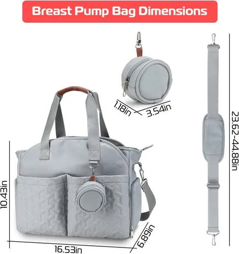 Vista 6 de TeqHome Bolsa de extractor de leche con correa de hombro desmontable que se adapta a la mayoría de extractores de leche como Medela, Spectra S1, S2